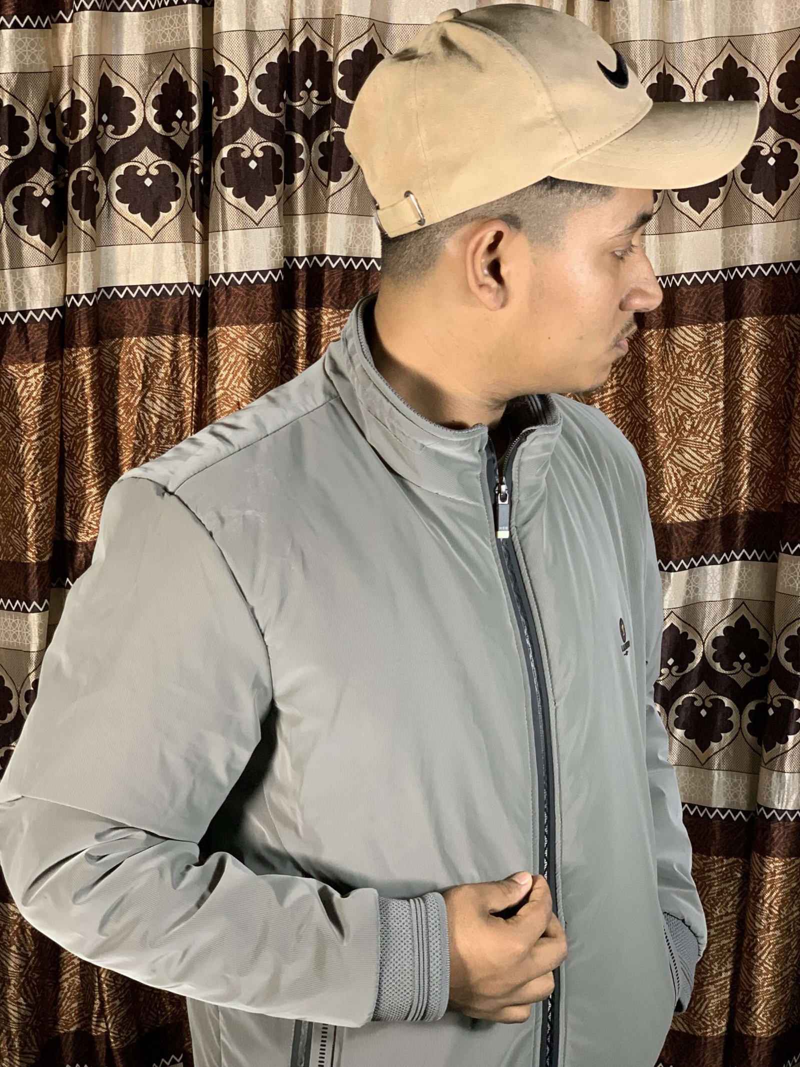 Striped Kuasha Jacket – Premium Winter Comfort Light-Grey - Image 3